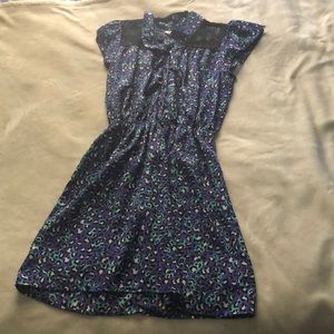 PURPLE DRESS WITH BLACK LACE COVERING SHOULDERS